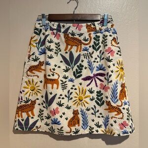 Jungle Tiger Floral A-line Mini Skirt, Summer Fun Safari, Women’s size 8